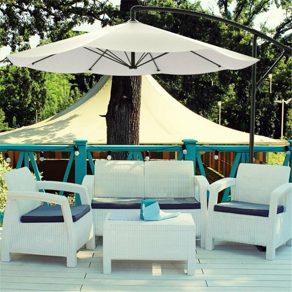 Grillgear 10 ft. Cantilever Hanging Outdoor Shade Easy Crank & Base Patio Umbrella - Tan GR3236283